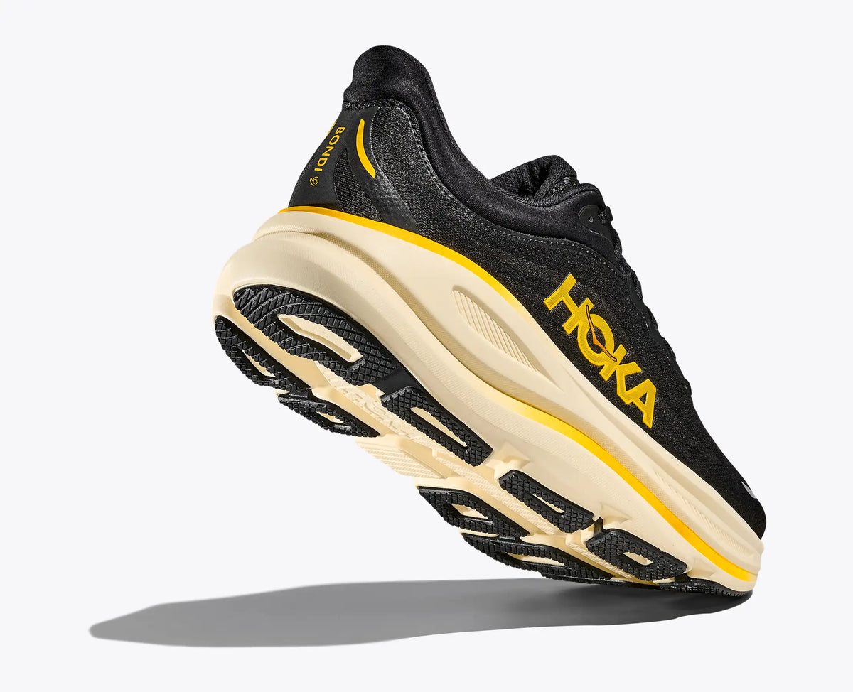 HOKA Bondi 9 — Carbon Black / Yellow Gold — vue 4