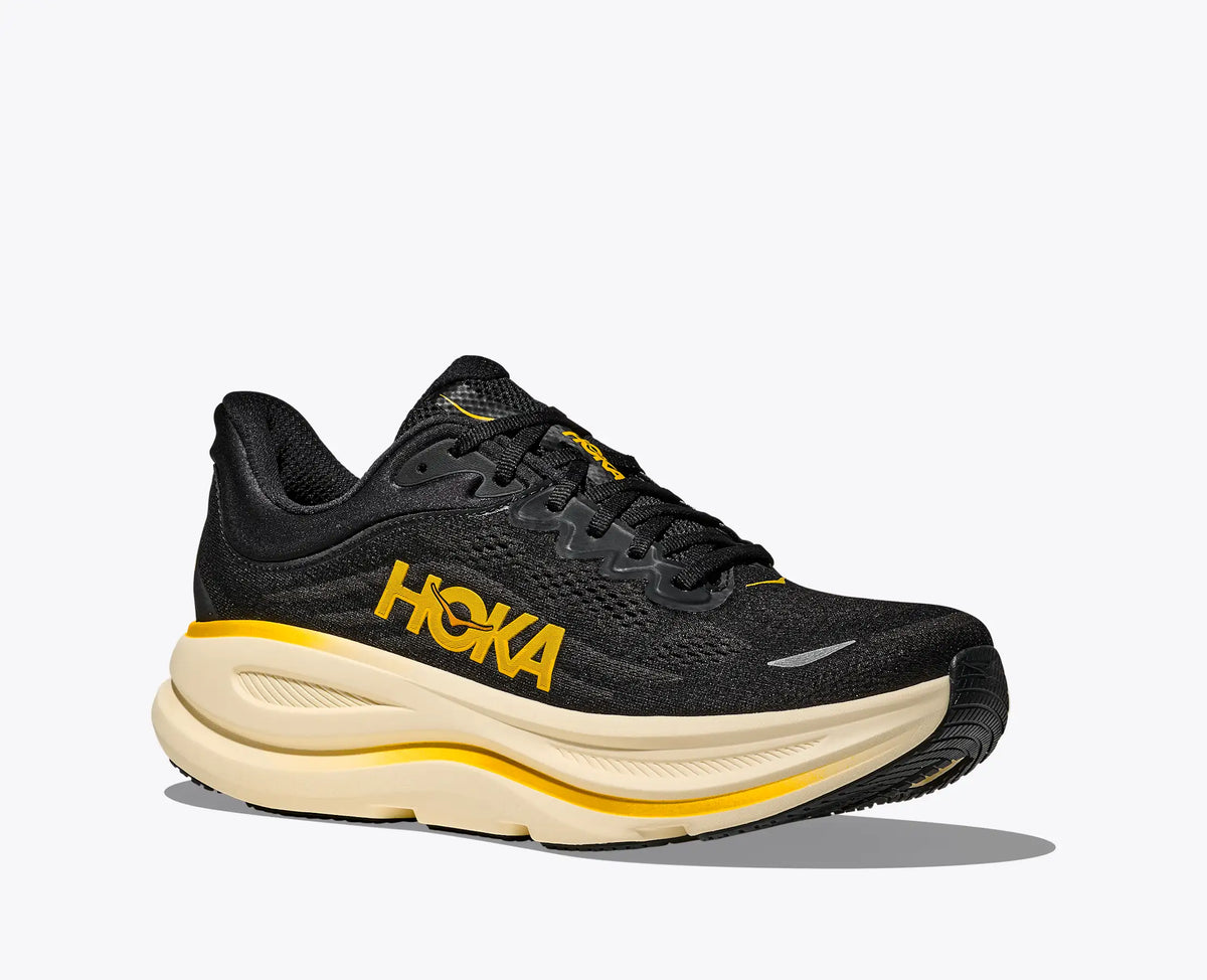 HOKA Bondi 9 — Carbon Black / Yellow Gold — vue 6