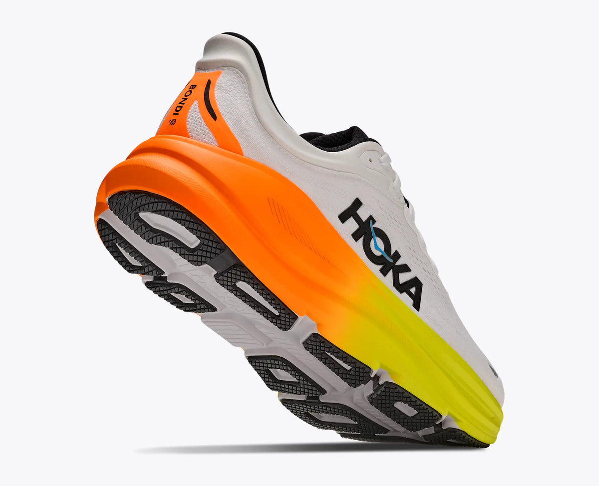 HOKA Bondi 9 — White / Neon Tangerine — vue 4