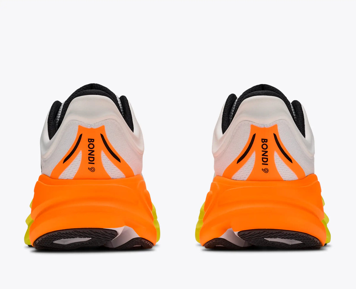 HOKA Bondi 9 — White / Neon Tangerine — vue 5