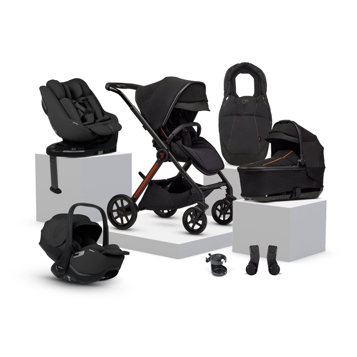 Silver Cross x Automobili Lamborghini Reef AL Arancio Travel System Ultimate 360 Family Car Seat Bundle (12-piece)