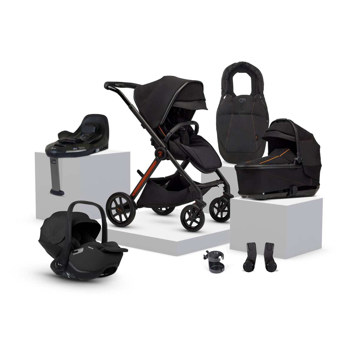 Silver Cross x Automobili Lamborghini Reef AL Arancio Travel System Ultimate 360 Infant Carrier Bundle (11-piece)