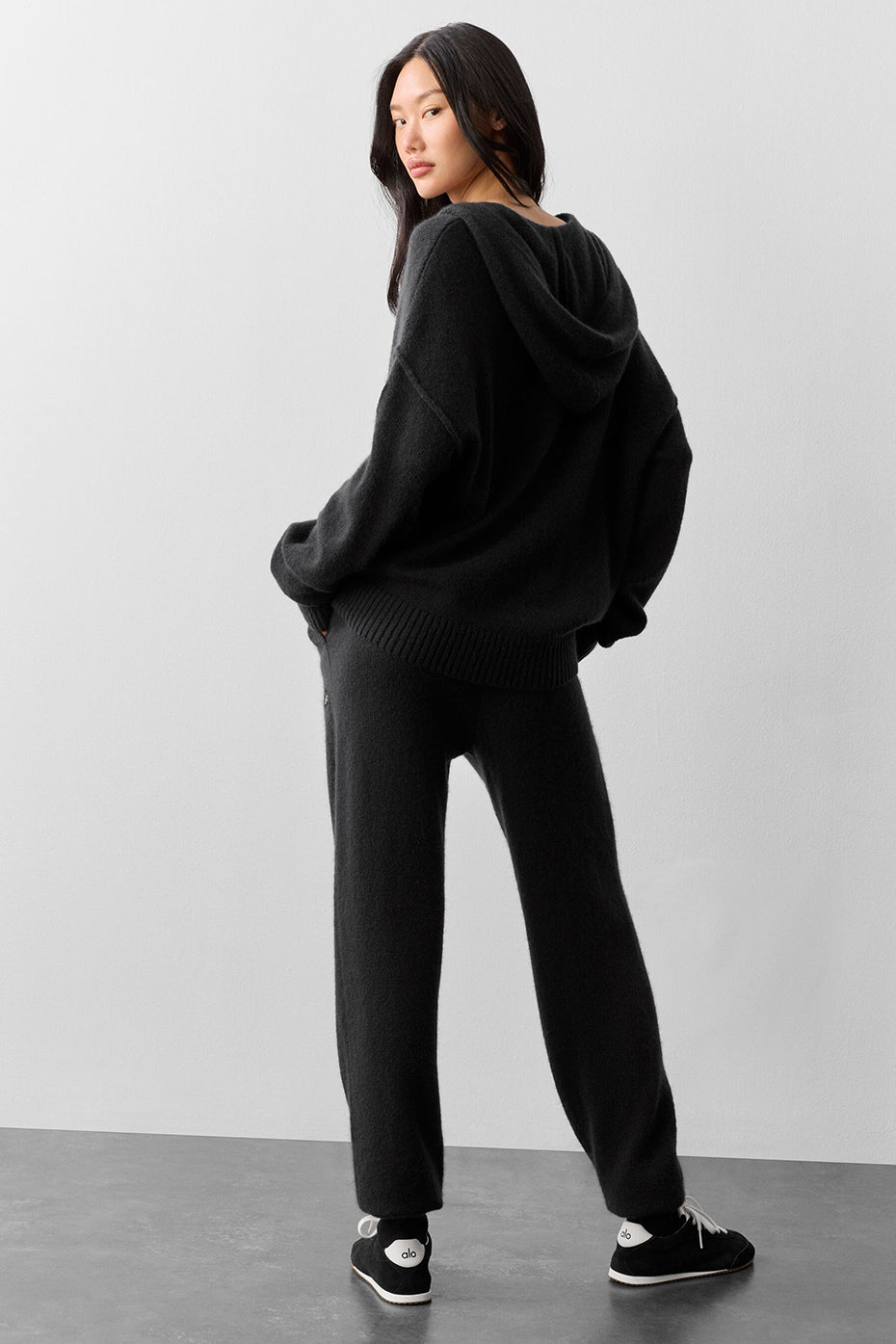 New Class Cashmere Full Zip Hoodie - Black