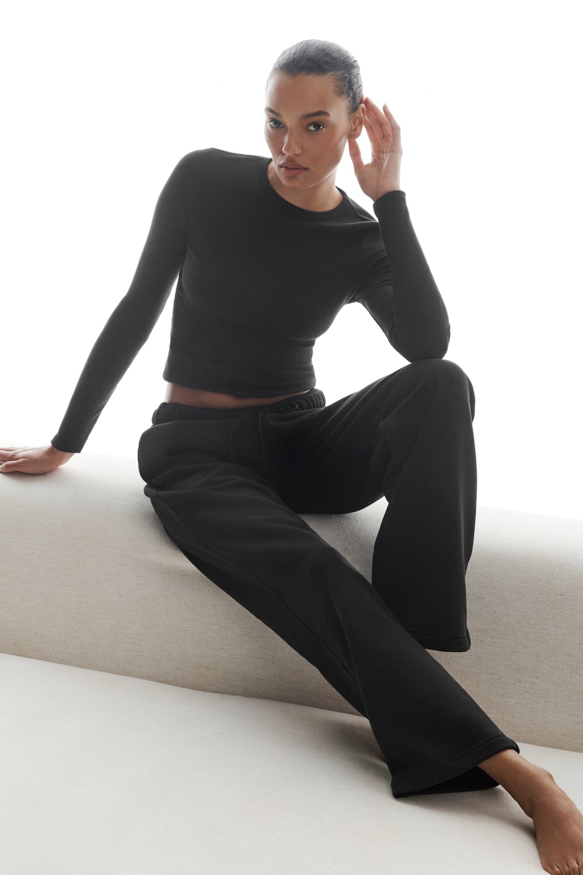 Pantalon large à taille avec cordon