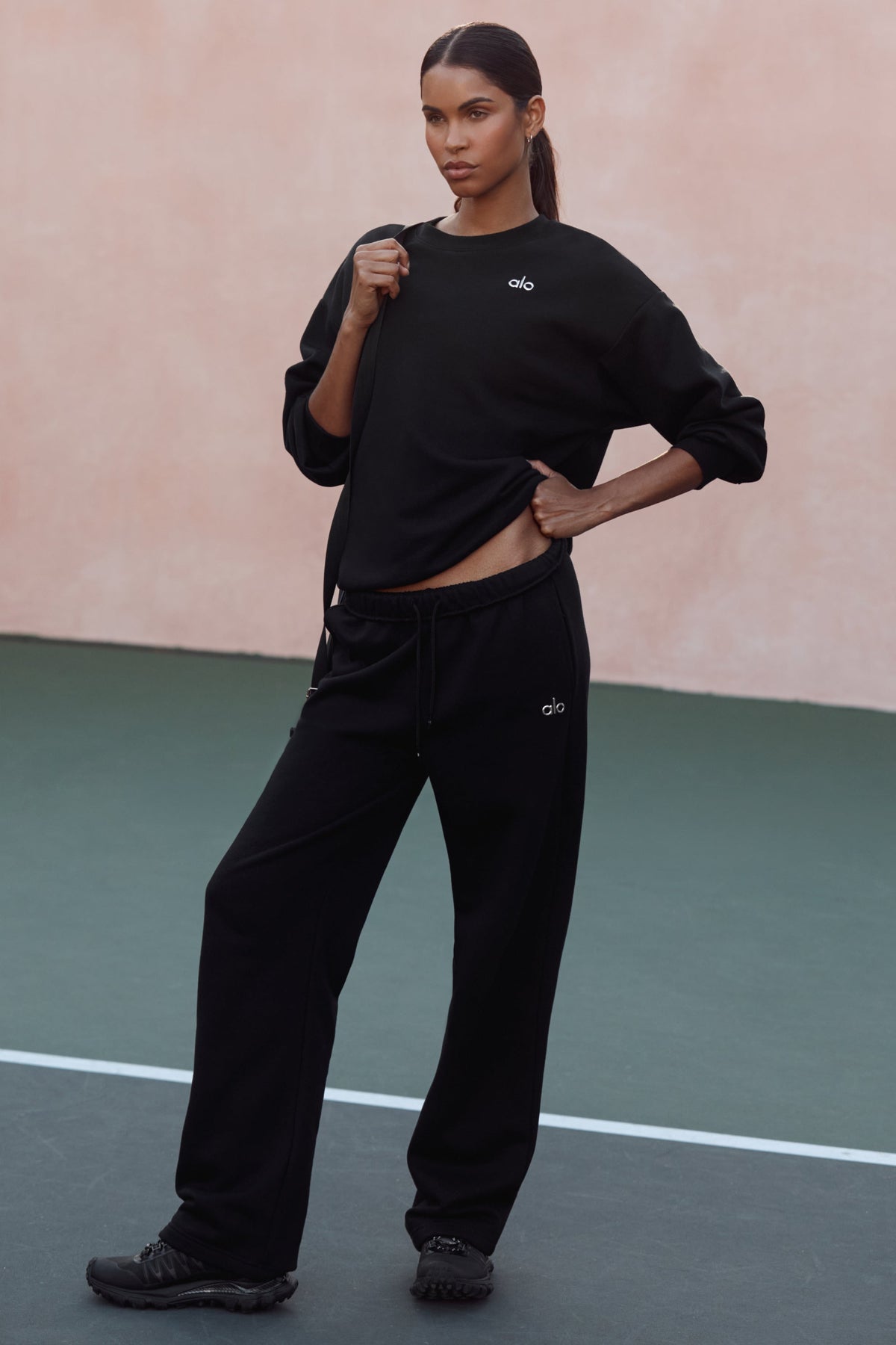 Pantalon large à taille avec cordon
