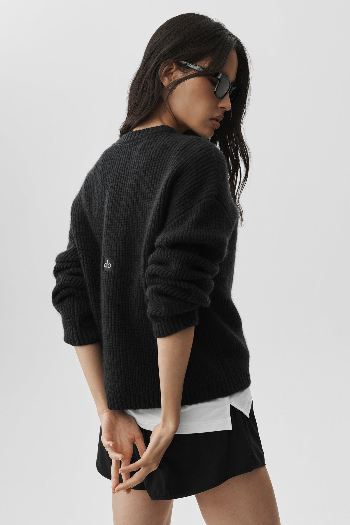 Cashmere Ribbed Noble Crewneck Sweater - Black