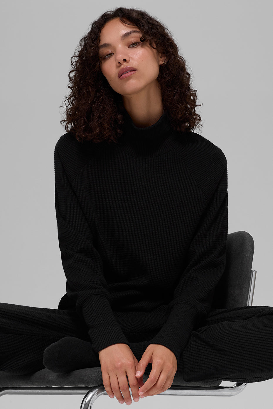 Thermal Weekend Escape Mock Neck Long Sleeve - Black