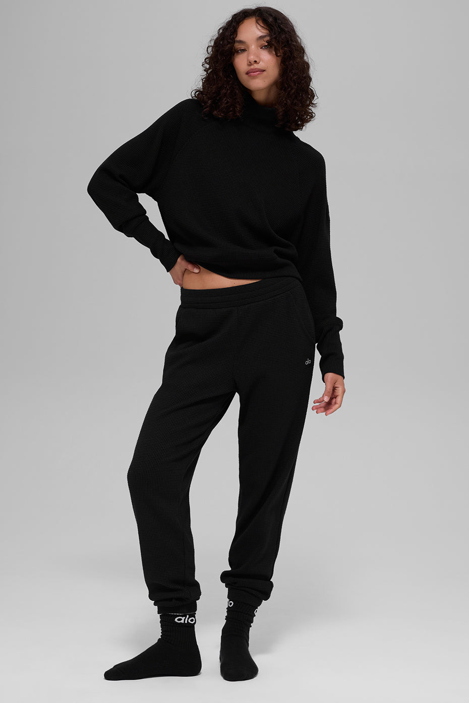 Thermal Weekend Escape Mock Neck Long Sleeve - Black
