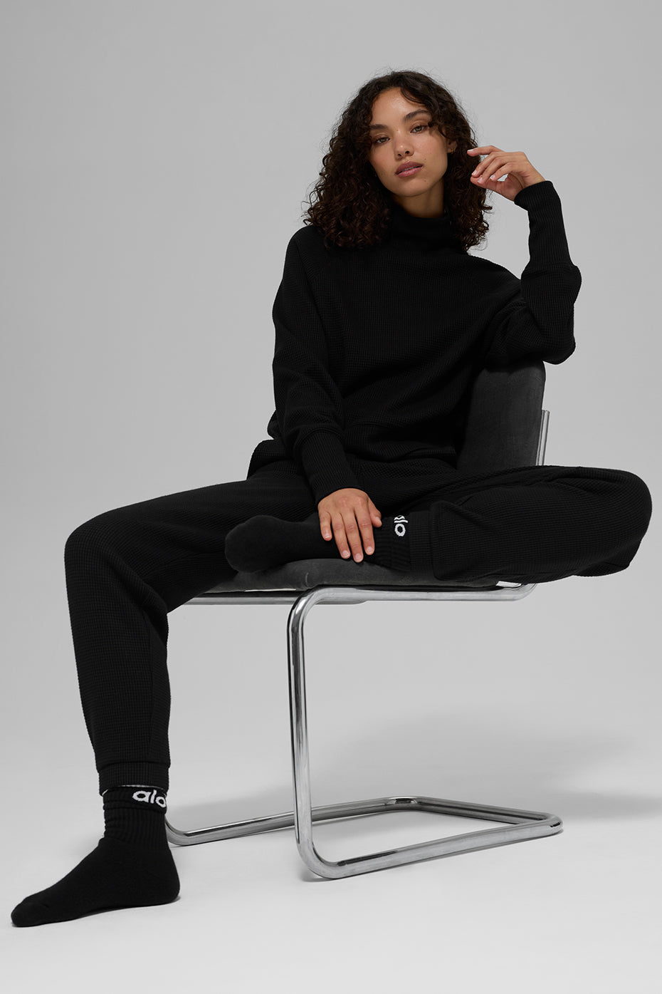 Thermal Weekend Escape Mock Neck Long Sleeve - Black