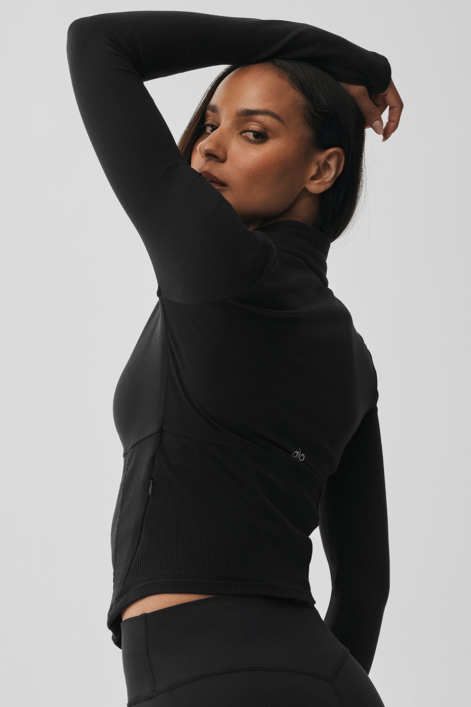 Airbrush Winter Warm Corset Full Zip Jacket - Black