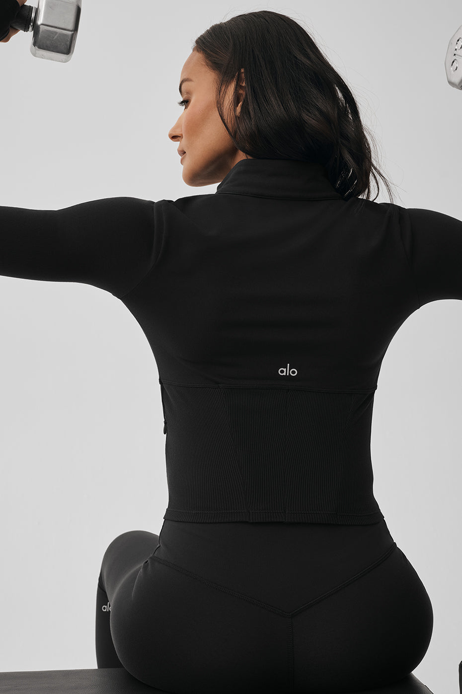 Airbrush Winter Warm Corset Full Zip Jacket - Black