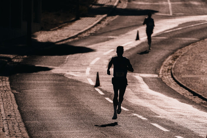 Runner training on the road